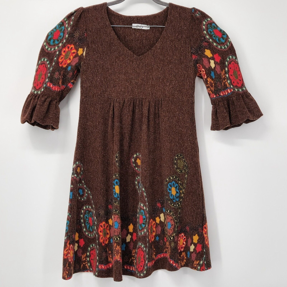 DILY Flower Power Hippie 70's Boho Floral Dress Size Small Farm Cowgirl Western